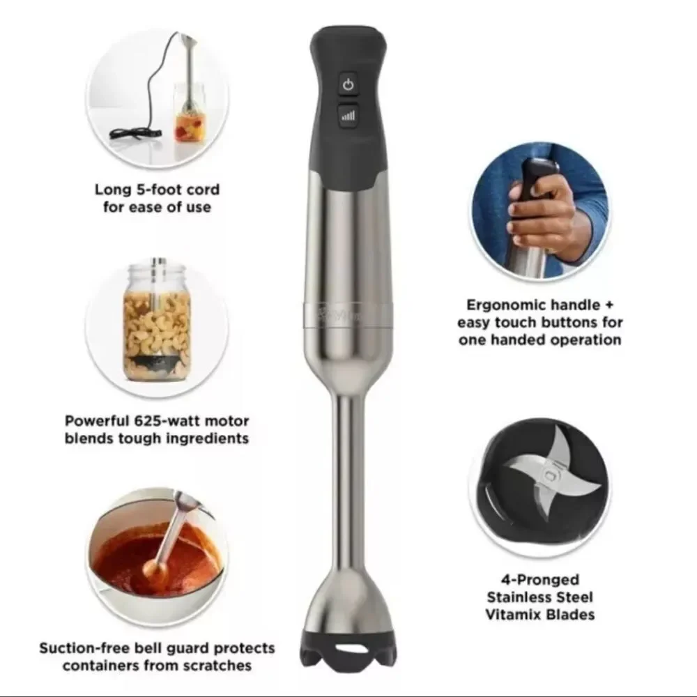 Vitamix Immersion Blender Black Brand New 5-Variable Speed Stainless Steel